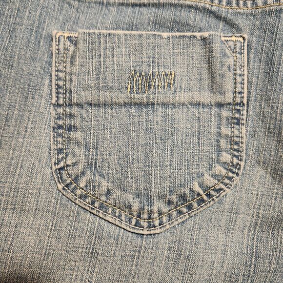 Signature Levi Strauss Denim Shorts Low Rise Light Wash Top Stitch Size Missy 16 - Picture 5 of 7